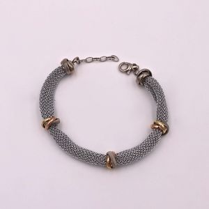 A&M Silver Mesh Bracelet w/multi-color plated ring